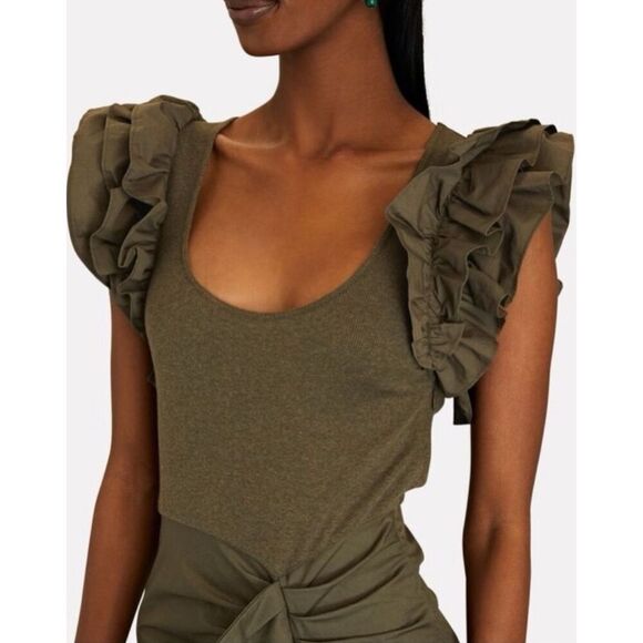 NWT Ulla Johnson Isabella Cotton Midi Dress in Military Melange Sz Small, $465 - Picture 4 of 11